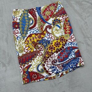 Talbots Skirt Women's 4 Petite Pencil Multi Color Paisley Lyocell‎ Cotton Blend